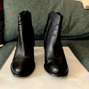 Black leather booties